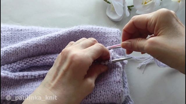 Как Сшить Лицевую Гладь Трикотажный Шов Петля в Петлю  #_pautinka_knit #трикотажныйшов