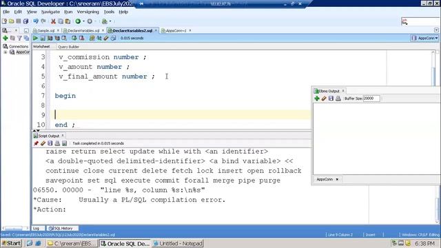 Oracle Database - PLSQL Declaring Variables смотреть онлайн