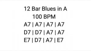 12 Bar Blues in A Backing Track Medium Tempo 100 BPM