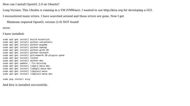 How to install OpenGL version 2.0?