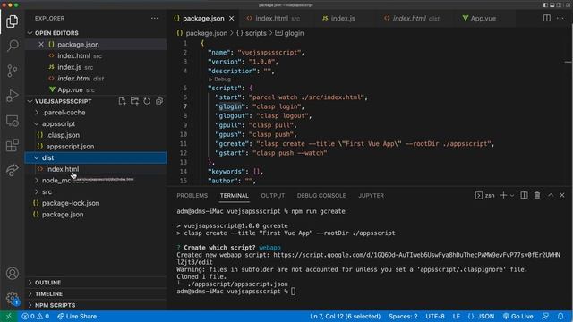 Vue JS JavaScript, Parcel JS, Google Apps Script Tutorial
