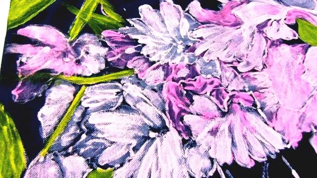 РОЗОВЫЕ ЦВЕТЫ В ВАЗАХ -5 (рисуем цветы на темном фоне) смотреть онлайн