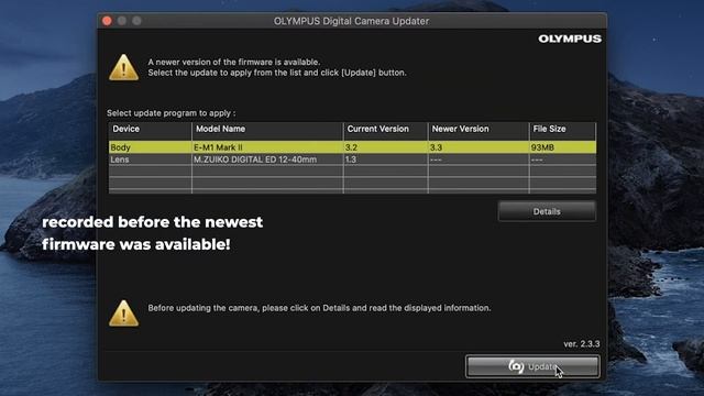 Firmware Update - [How to update Olympus cameras]