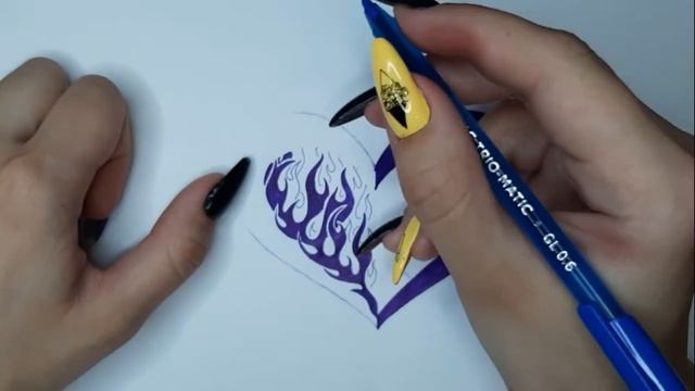 Как нарисовать ОГНЕННОЕ СЕРДЦЕ\Как нарисовать огонь\Рисунок ручкой\Рисунок карандашом\Сердечко