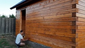 Строю самостоятельно небольшой жилой дом/ Дом 4х6 из бруса 150х150мм/ Покраска бруса антисептиком.
