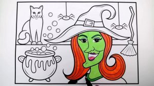 How to Draw a HALLOWEEN WITCH for Kids ?????Halloween Witch Drawing and Coloring Pages for Kids