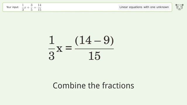 Solve 13x351415: Linear Equation Video Solution  Tiger Algebra