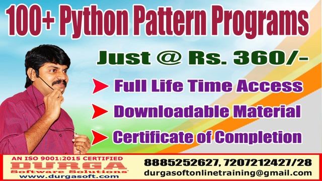 DURGASOFT 100+ Python Pattern Printing Programs Videos Just @ Rs 360/- смотреть онлайн