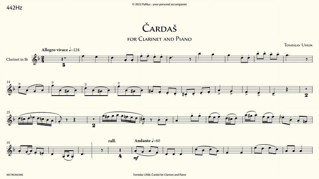 Tomislav Uhlik: Czardash for Clarinet - piano accompaniment 442Hz смотреть онлайн