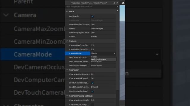 Как сделать вид от первого лица в Roblox Studio? #Shorts #robloxshorts