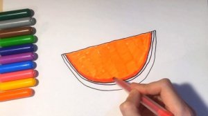 Как  просто нарисовать арбуз фломастерами. How easy it is to draw a watermelon with felt-tip pens