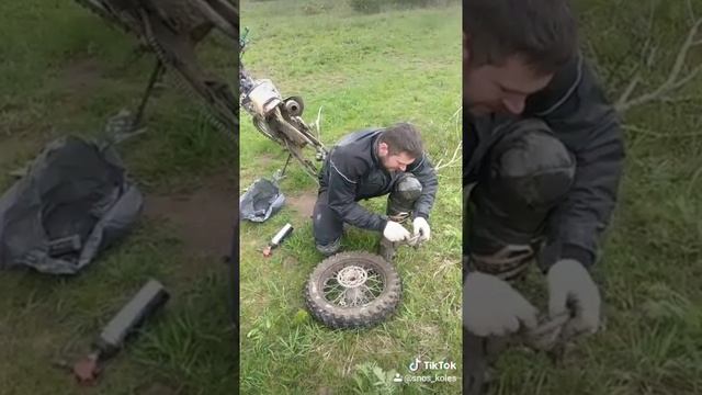 замена подшипника в полевых условиях мото эндуро мотокросс сносколес bike enduro