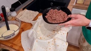 Вкуснейший Пирог из Лаваша с Фаршем и Сыром в Кефирной Заливке