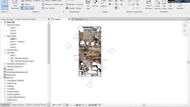 Creating Elevations and Sections ( Point cloud file in Revit 2021) смотреть онлайн