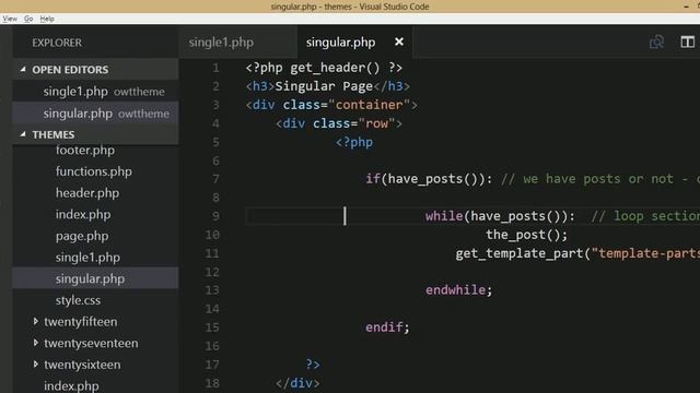 Wordpress Theme Development tutorial from scratch (Part 18) Role of single.php, singular.php
