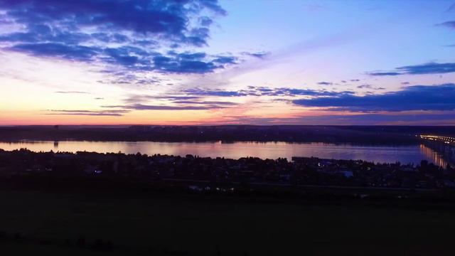Пермь, Красавинский мост на закате с высоты птичьего полета. DJI Phantom 3