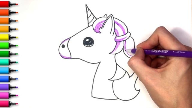 Как нарисовать Эмодзи Единорог | Рисунок - Раскраска | How to Draw a Unicorn Emoji