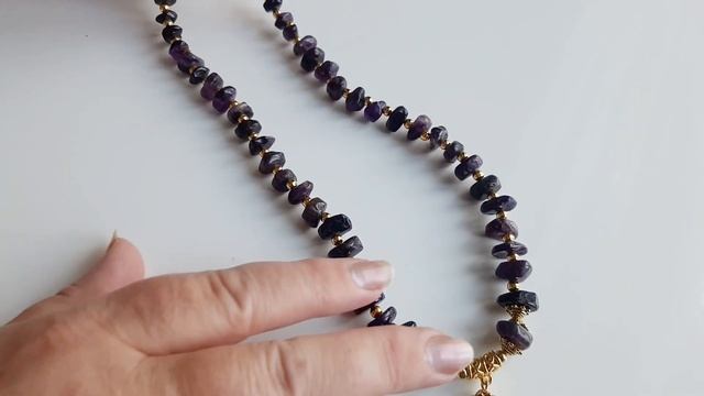 Заключительная серия переделки для Марины. Колье и браслет из малахита и украшение из аметиста.