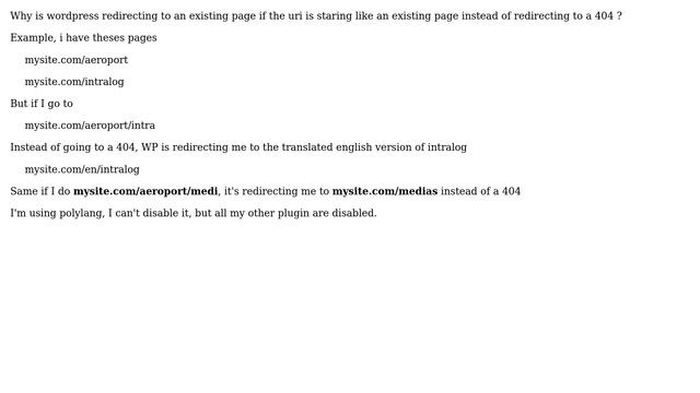 Wordpress: WP is redirecting instead of going to 404