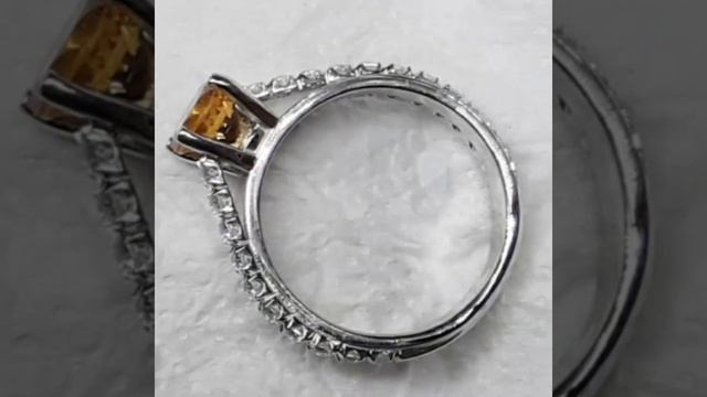 Золотое кольцо с цитрином и цирконием. Ручная работа. смотреть онлайн