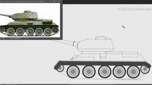 Как нарисовать танк Т-34 (ускоренный видео урок)