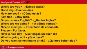 100 Phrases in Spanish Tutorial, English to Castilian Spanish Essential Phrases and Vocabulary