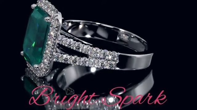 Золотое кольцо с изумрудом в ореоле россыпи Beatrice 4,4 карата от Bright Spark смотреть онлайн