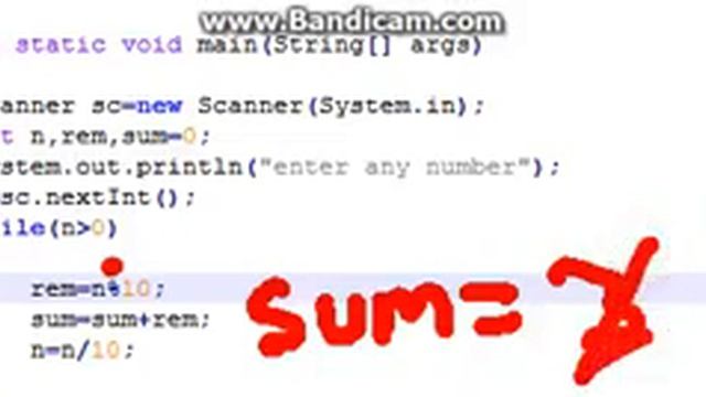 JAVA -Sum of number or digit in hindi
