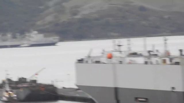 New Nada with mothballed ship USS Roanoke (AOR-7) passing by смотреть онлайн