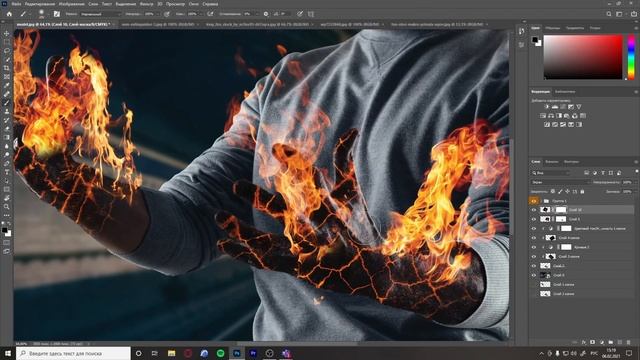 огненные руки в фотошоп (speedart) смотреть онлайн