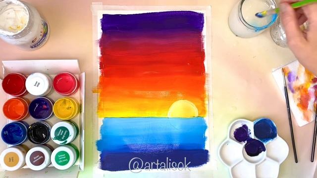 Как легко нарисовать с детьми закат на море? смотреть онлайн