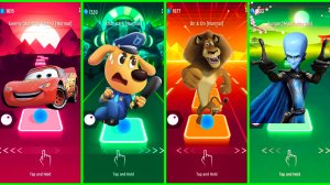 Lightning McQueen VS Sheriff Labrador VS Madagascar VS Megamind Coffin Dance EDM Rush Tiles Hop