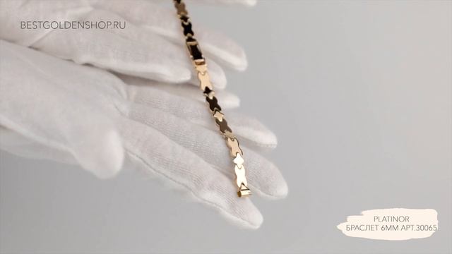 Ювелирный браслет для часов Платинор, комбинированное золото, 6мм, арт. 30065 смотреть онлайн