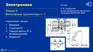Электроника. Лекция 05. Биполярные транзисторы ч.1