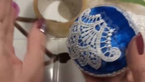 МК - синий новогодний шар из бархата, товары с АлиЭкспресс