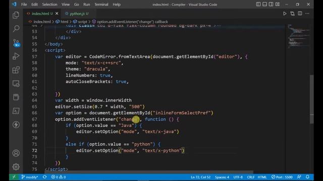 How to change syntax highlighting according to language using codemirror