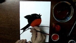 Снегирь.  Рисуем с детьми.