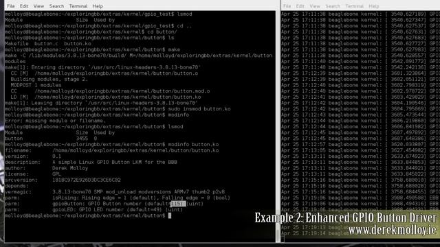BeagleBone: GPIO Linux Loadable Kernel Module (LKM) Development Demonstration смотреть онлайн