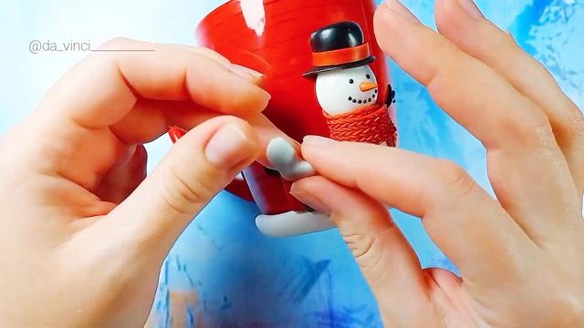 Новогодний декор на чашке | как слепить мишку из полимерной глины