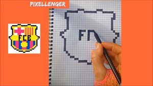 FCB логотип Как рисовать по клеткам футбольный клуб Барселона Простые рисунки How to Draw Pixel Art