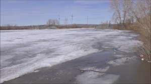 Река Чулым в районе понтонного моста. г.Ачинск.11.04.24 г. Автор видео Елена Цыганова.