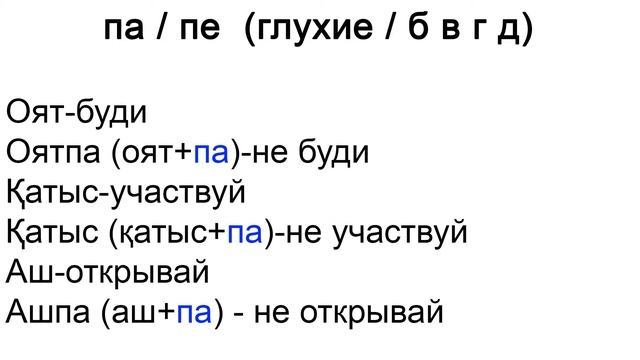 Отрицательные суффиксы в казахском языке