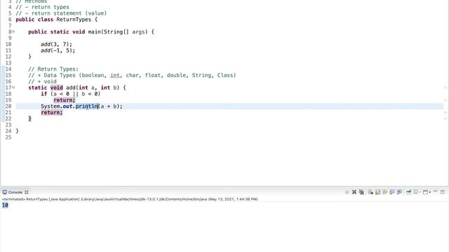 Java Tutorial: Method Return Types смотреть онлайн