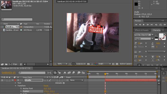 Делаем опридилёный тексть в руках в Adobe After Effects CS4 смотреть онлайн