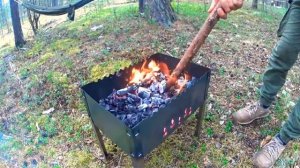 Рыба лосось запеченная в фольге на углях - solo bushcraft camping ASMR