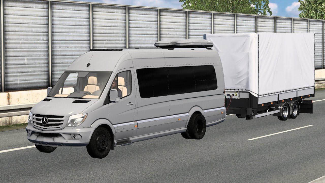 [ETS 2] Mersedes-Benz Sprinter_В салоне кухня, в прицепе жрачка: впереди нас ждет шашлык и бухачка! смотреть онлайн