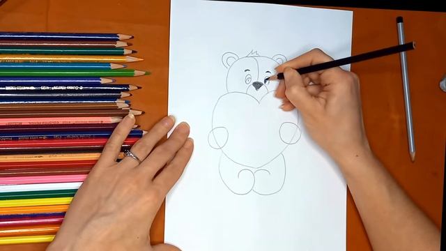 Как нарисовать мишку с сердцем. Онлайн-школа рисования "Малевашки"