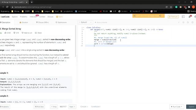 Leetcode 88 Merge Sorted Array
