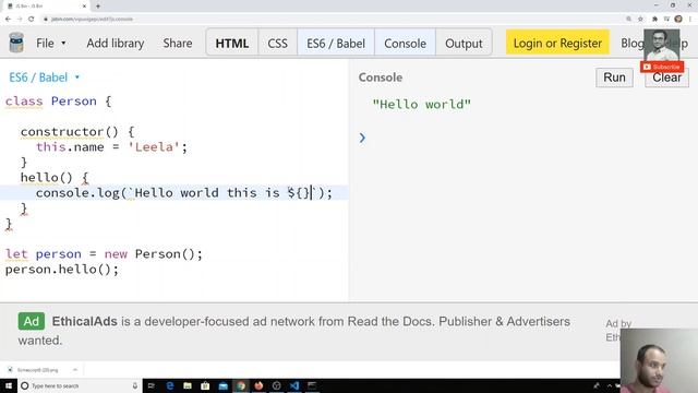 22. Classes in Javascript. Learn how to use Class and constructor in ES6 | ES2015.