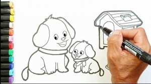 Cute Dog Painting! How to draw and color cool animals for kids